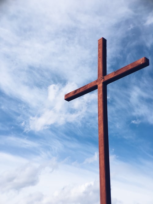 A tall wooden cross
