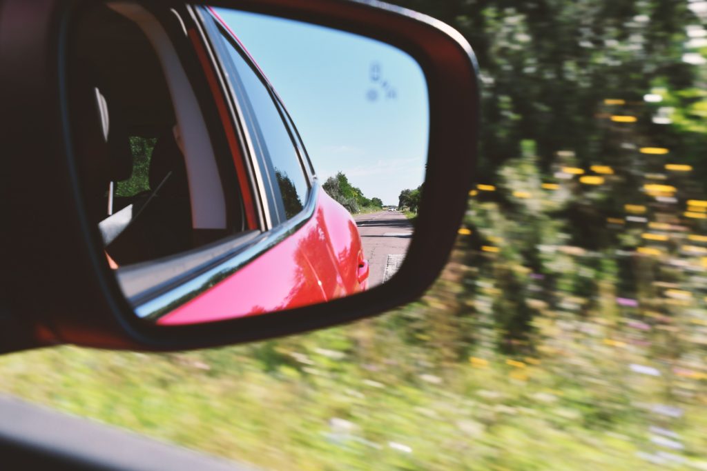 travelling in a car on a sunny day